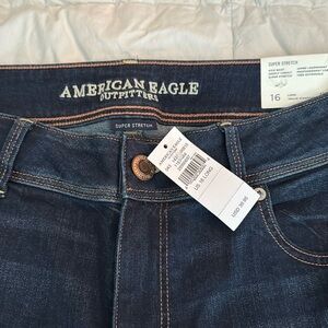 American Eagle kick boot super stretch 16 long mid rise brand new dark wash